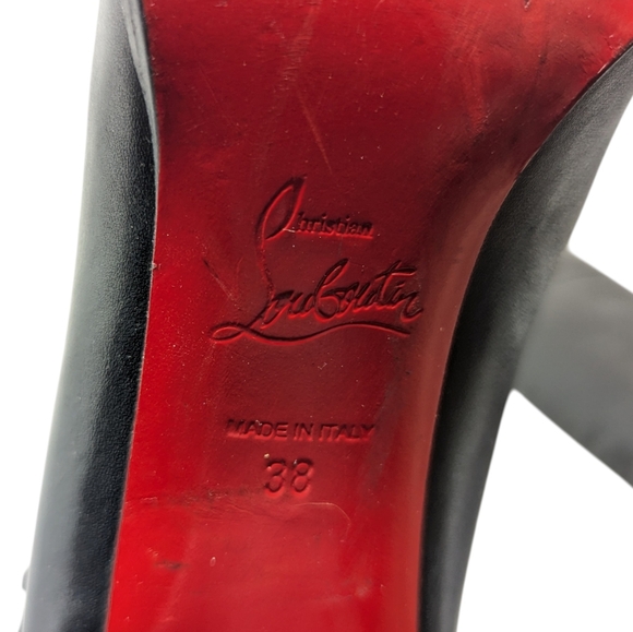 Christian Louboutin Mervillon Black Leather Knee High Heeled Boots Size EU 38 - Picture 12 of 13